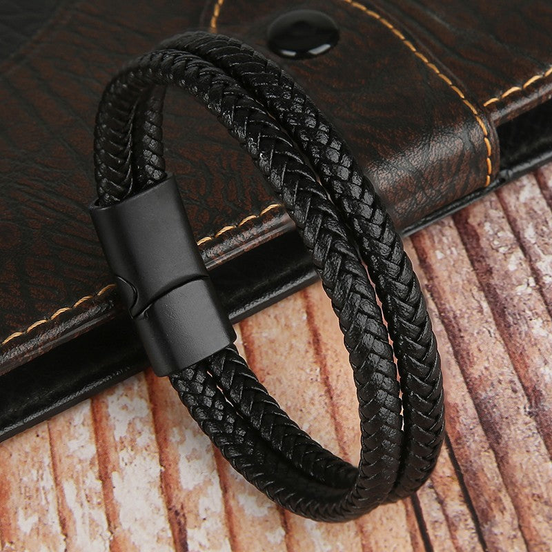 Novos Braceletes e Pulseiras de Couro Genuíno 2025 para Homens e Mulheres Pulseira de Couro de Camada Dupla Joias Artesanais Masculinas Pulseras