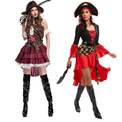 Adult Female Halloween Pirate Costume Captain Jack's Role-playing Costume Theatrical Stage Pirate Performance