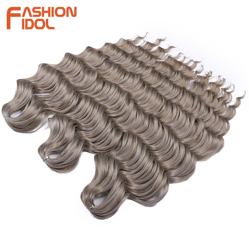 FASHION IDOL Cabelo de Crochê Torção Laranja Extensões de Cabelo Trançado de Onda Profunda Sintética Cabelo Onda de Água 24 Polegadas Fibra Resistente ao Calor