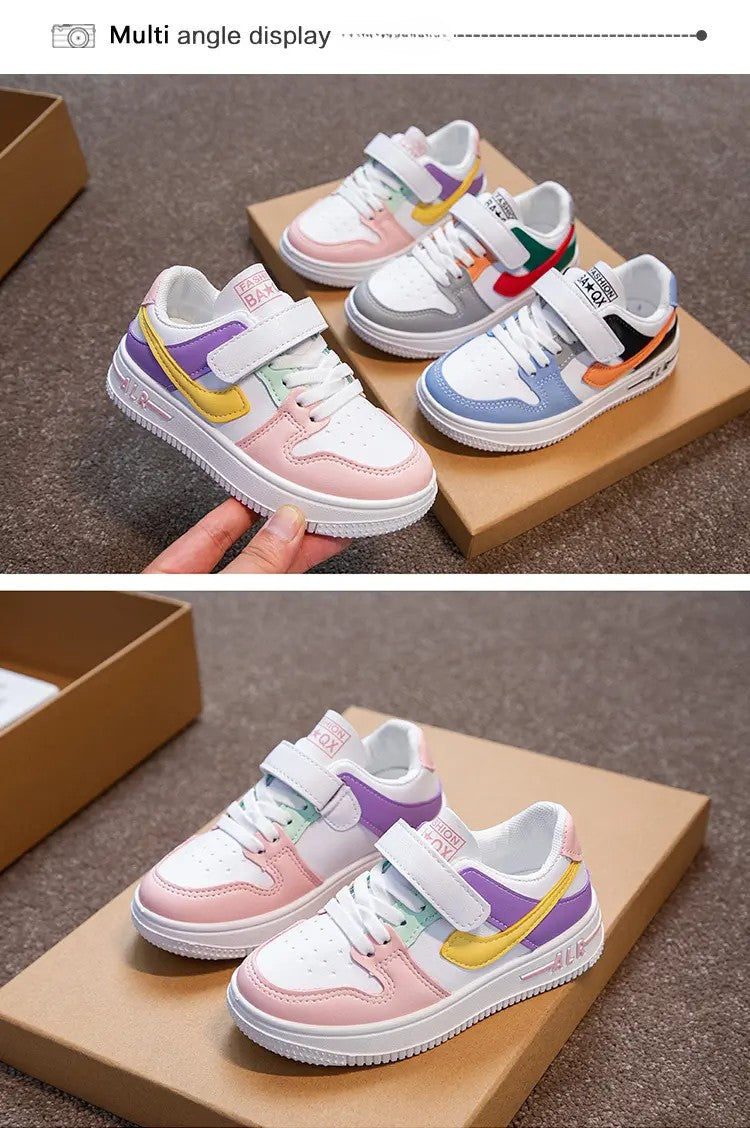 Children's Sneakers Kids Fashion Design White Non-slip Casual Shoes Boys Girls Hook Breathable Sneakers Toddler Outdoor Shoes