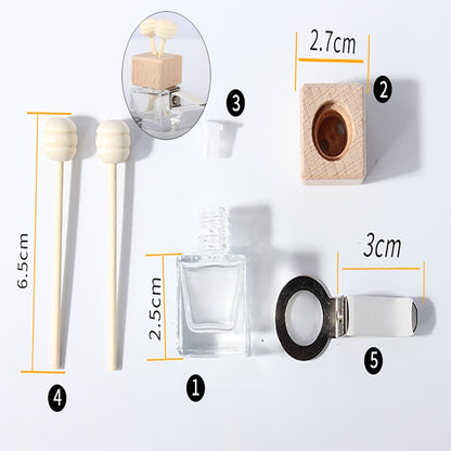1/2PÇS Enfeite para Carro Perfume de Ar Condicionado Frasco Vazio Aromatizador Interno Bonito Clipe para Saída de Ar Frasco de Perfume Quadrado de Vidro