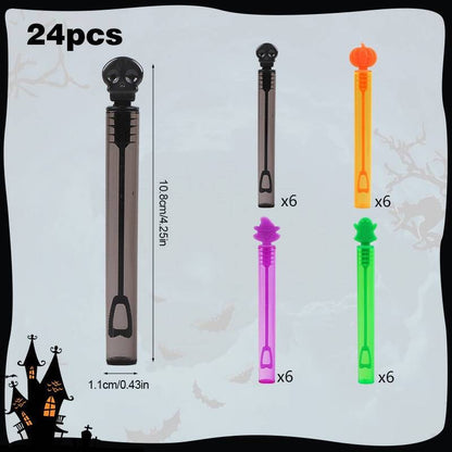 12/24Pcs Halloween Empty Bubble Soap Bottles Tube Skull Ghost Pumpkin Bubble Wands Halloween Party Trick or Treat Favors Decor