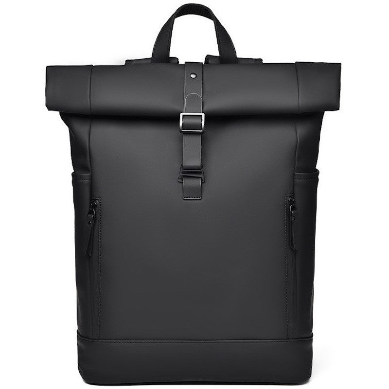 Black Fashion Roll Top Computer Bag Laptop Travel Business Waterproof Large Capacity Backpack Teenager School Bag ?? Mochila