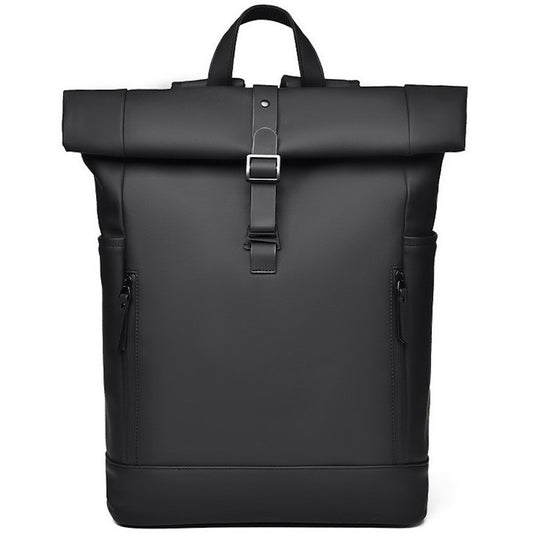 Black Fashion Roll Top Computer Bag Laptop Travel Business Waterproof Large Capacity Backpack Teenager School Bag ?? Mochila