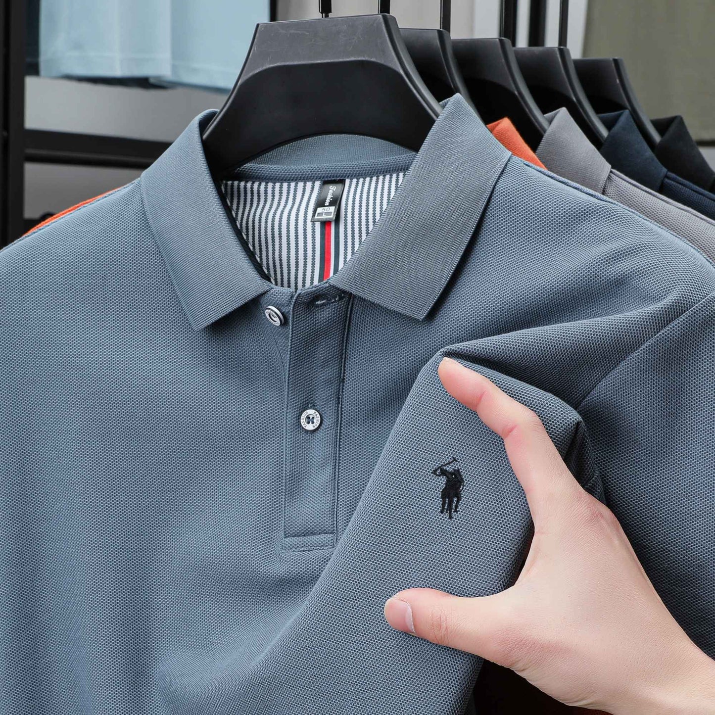 100% pure cotton summer new fashionable men's shortsleeved luxury customized business polo shirt exquisite embroidery Tshirt top