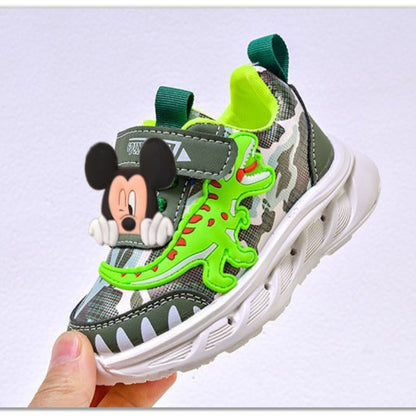 2025 New Disney Boys Led Lighted Shoes Fashion Mickey Children's Casual Sneakers Kids Luminous Shoes Sport Shoes Lighted Shoes