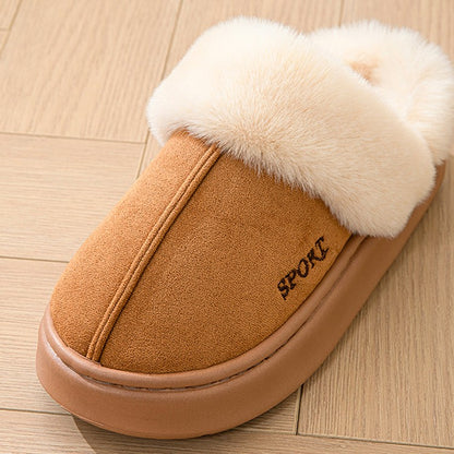 Casual Fluffy Slippers Women House Winter Plush Designer Shoes Ladies Flats Home Warm Fashion Elegant Solid Platform Footwear