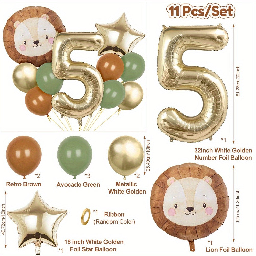 11pcs Cartoon Jungle Safari Animal Head Balloon Lion for Birthday Party Decor 40inch Platinum Digit Jungle Party Decoration Gift
