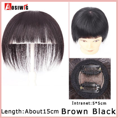 Perucas de cabelo encaracolado sintético AOSI castanho preto, substituição de extensões de cabelo tipo topete, apliques femininos com franja