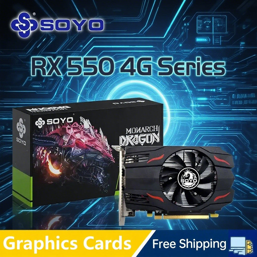 Placa de Vídeo SOYO AMD GPU Radeon RX 550 4G GPU RX 560 GDDR5 Componentes para PC Gaming R9 370 R7 350 RX550