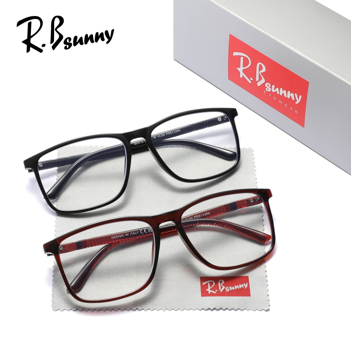 2PCS Rectangle Reading Glasses Man Women Anti Blue Light Presbyopia Eyeglasses Reader +1.0+1.5+2.0+2.5+3.0+3.5
