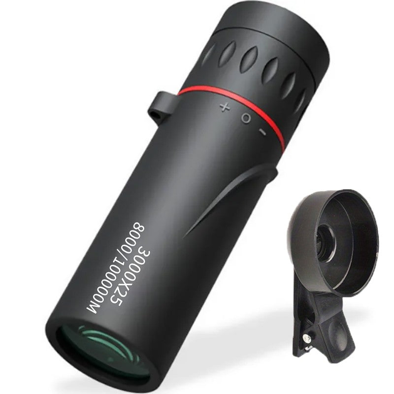 Monóculo de 3000x25 com Zoom HD, Monóculo Profissional para Adultos e Mini Telescópio Portátil, Adequado para Acampamento e Caça ao Ar Livre