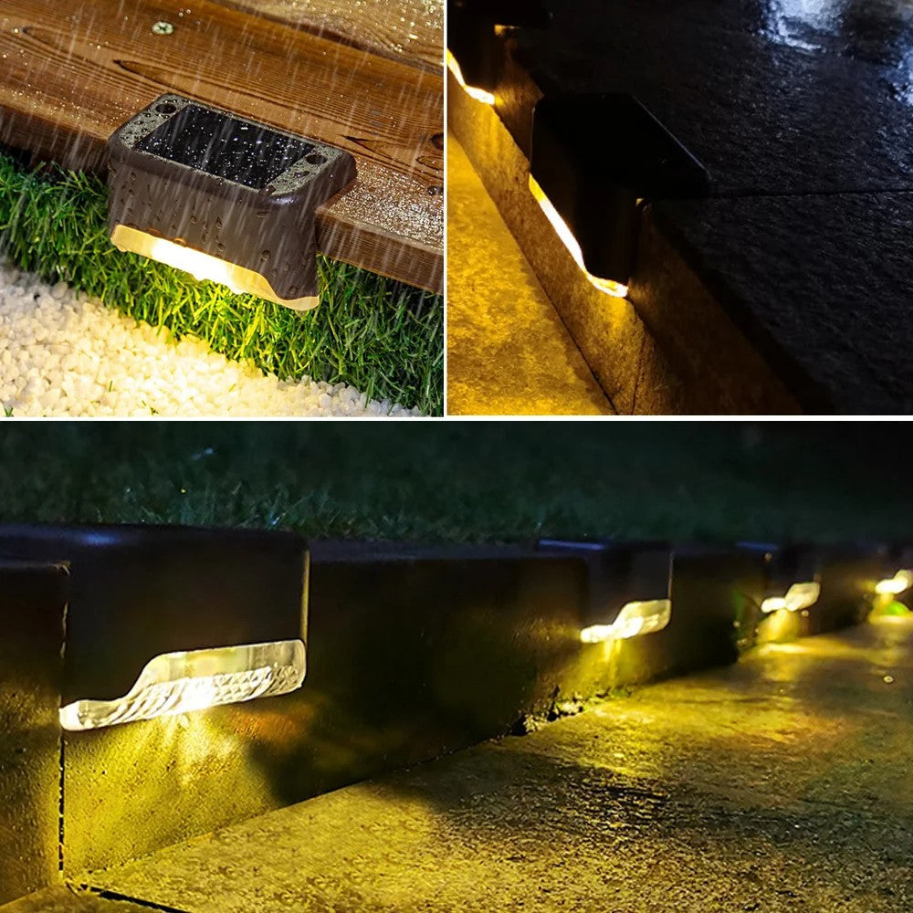 4-20PCS Warm White LED Solar Step Lights Outdoor Garden Path Stair Lights Waterproof Balcony Patio Fence Lighting Decoration