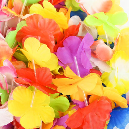10/20/50pcs Hawaiian Flower Wreath Necklace Summer Tropical Birthday Party Decoration Luau Wedding Artificial Flower Garland Lei