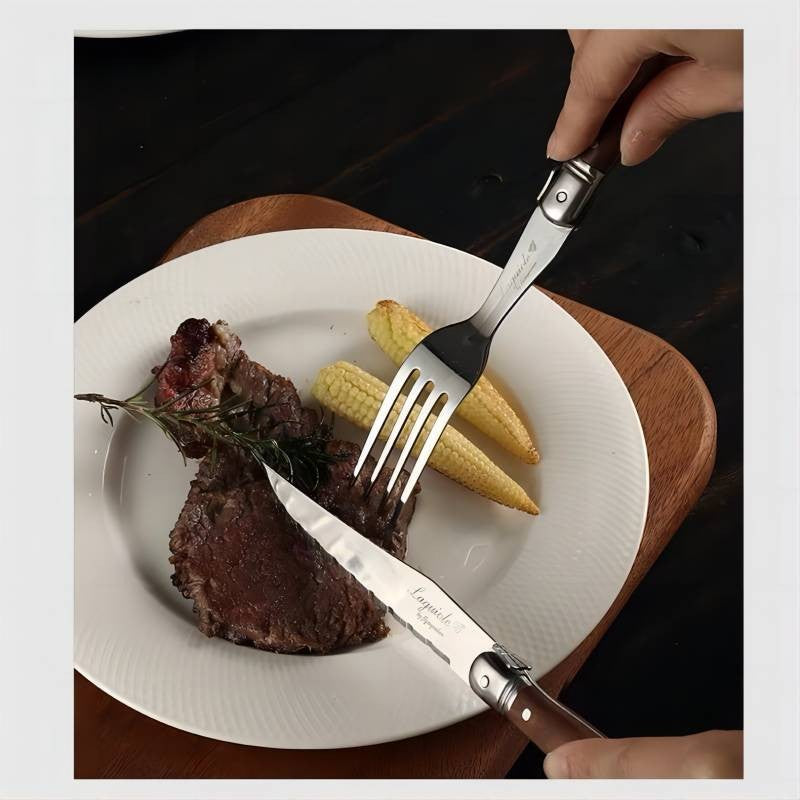 6-7pcs 9inch Stainless steel Laguiole Steak Knives Wooden Table Dinner Knifes Wood handle Japanese Cutlery  Korean Dinnerware