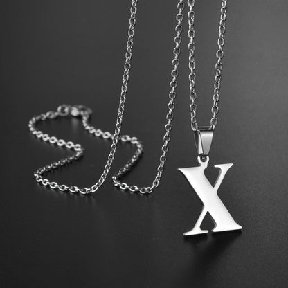 Colar de Aço Inoxidável com Pingente de Nome Letras A-Z do Alfabeto, Colares Minimalistas Iniciais para Homens e Mulheres, Presentes de Moda no Atacado