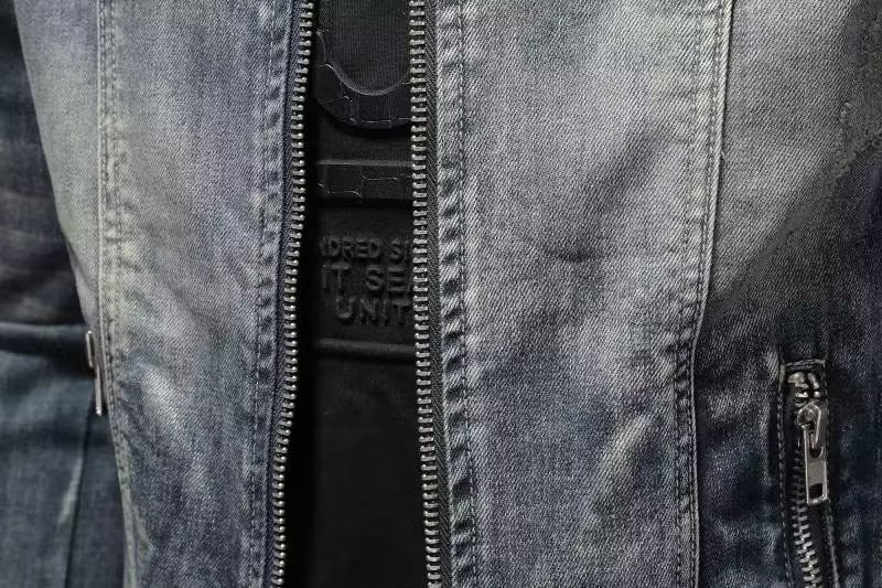 Men Denim Jackets Coats Zipper Coat Slim Fit Casual Solid Turn Down Collar Full Sleeve Regular Jacket Autumn Winter 2024
