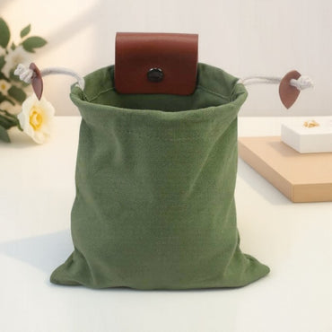 Multipurpose Collapsible Canvas Foraging Bag Berry Mushroom Picker Drawstring for Camping Hiking Beachcombing Outdoor Gear