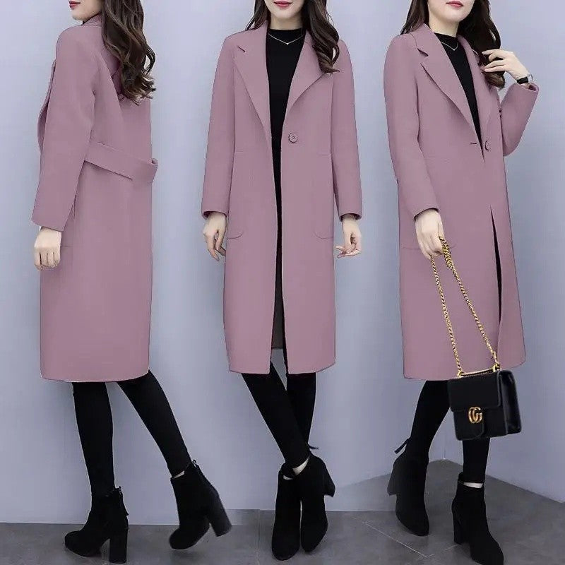 Fashionable Woolen Coat Women's Stylish Meticulous Korean Version Medium Length Autumn Winter New Style Polyester Fiber