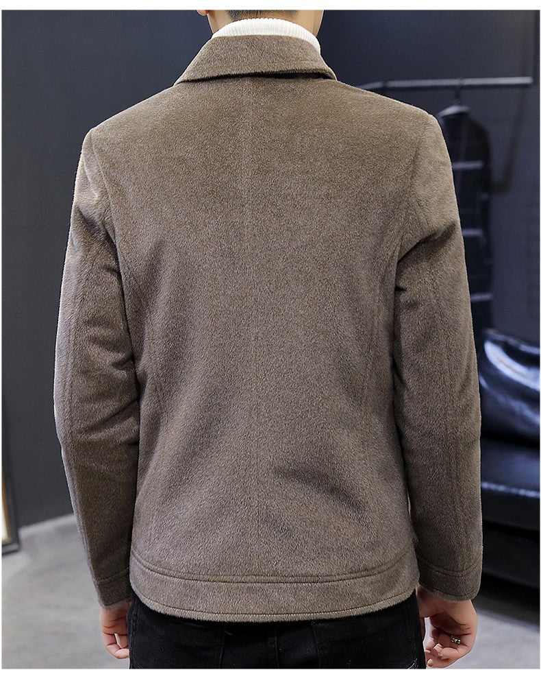 Autumn Winter Short Woolen Coat Merino Wool Men Korean Mink Imitation Jacket Trendy Heavy Clothes Mens Overcoat Heren Jas