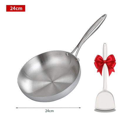 Frying Pan 304 Stainless Steel Non-Stick Steak Pan 22/24/26/28cm Skillet Wok Kitchen Cookware for Gas and Induction Hobs