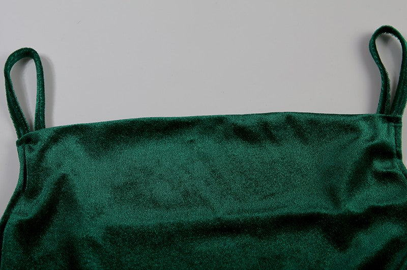 Velvet Swing Collar Sleeveless Slip Sexy Slit Maxi Dress 2024 New Fashion Evening Party Women Elegant Streetwear Y2K