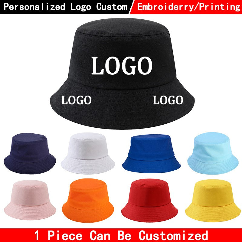 Custom LOGO Design Bucket Hat Brim Kpop Panama Bob Bucket Gorros Women Men Embroidered Print Logo Summer Casual Fishermen Cap