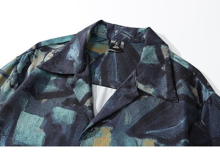 2025 Men Harajuku Hawaiian Shirt Hip Hop Streetwear Butterfly Painting Print Beach Shirt Summer Short Sleeve Aloha Shirt Casual