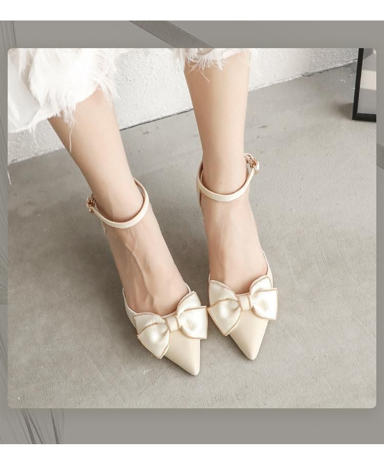 Salto Médio Sapatos Femininos Tendência Bico Fino Borboleta Stiletto Elegante Vestido Casamentos Festa de Noiva Branco Grife