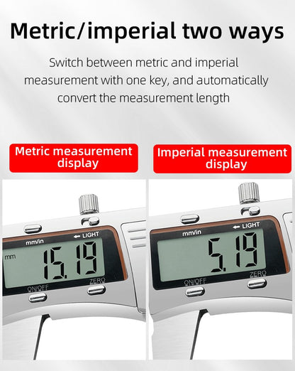 Paquímetro Digital de Metal Calibre Profissional Ferramentas de Medição de Calibre Vernier Régua Eletrônica de Profundidade para Marcenaria Bitola Grossa