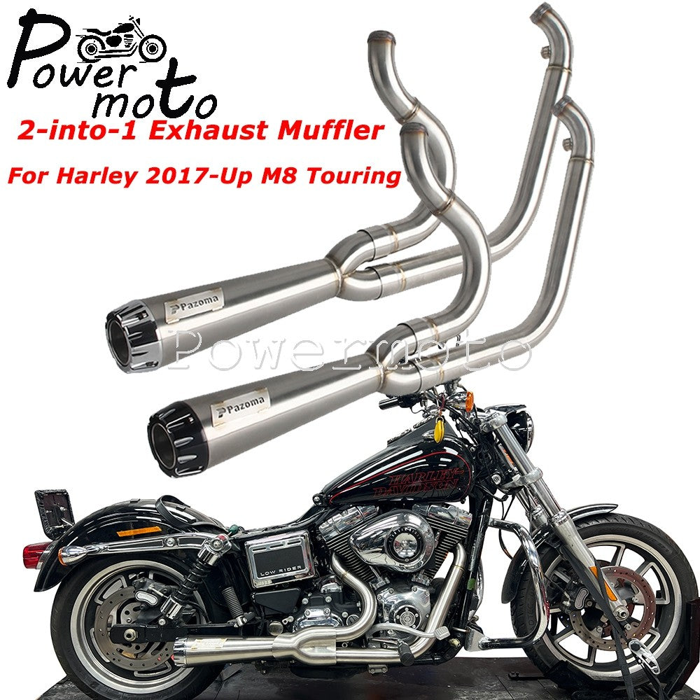 2-into-1 Full Systems Exhaust Motorcycle Complete Muffler For Harley  M8 Touring Road Glide CVO Street Electra Glide Road King
