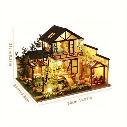 1 unidade, Casa de Bonecas de Madeira DIY, Kit de Montagem de Modelo, Quebra-cabeça 3D, Presentes de Aniversário e Natal para adolescentes e adultos, Micro Modelo de Decoração para Casa