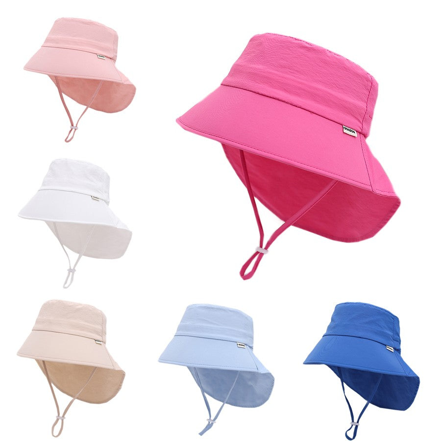 Baby Quick Dry Sun Hat Summer Kids Bucket Hat For Girls Boys Soild Color Big Brim Panama Children Beach Shawl UV Protection Cap