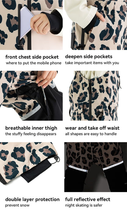 VECTOR Thick Men Women Ski Pants Straight Overalls Jumpsuit Skiing Bib Waterproof Winter Warm Windproof Outdoor Sports Snowboard