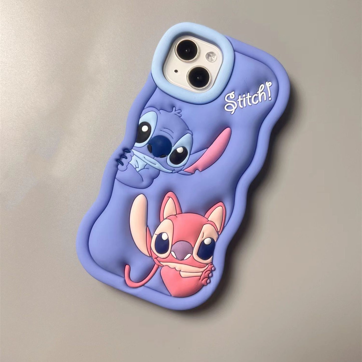 Capa de Celular Disney Desenho Animado Fofo Iphone 11 12 13 14 15 Pro Plus Stitch Material de Silicone Simples Completa Presente de Dia dos Namorados