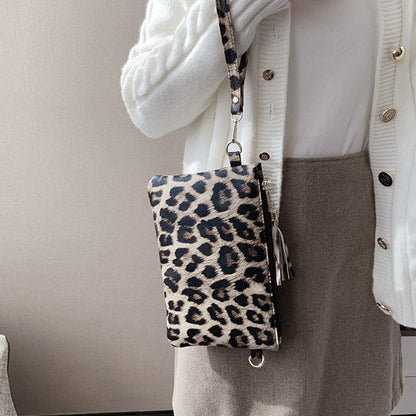 Women Clutch Bag Leopard Print Long Wallets Female Fashion Design PU Leather Wallet Messenger Bag Ladies Elegant Handbag 2025