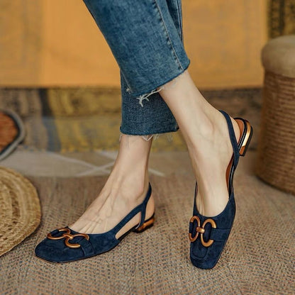 2024 Summer autumn New Retro Low-heeled Baotou Sandals Women's Slingback Suede Office Ladies Shoes Sandal Slip on Woman Flats