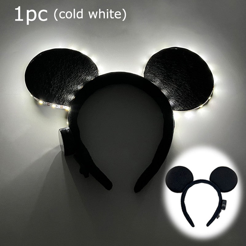 1/2pcs LED Glowing Neon Mouse Ears Headband Girls Festival Headbands Mickey Hairband Children Birthday Party Hair Accessories