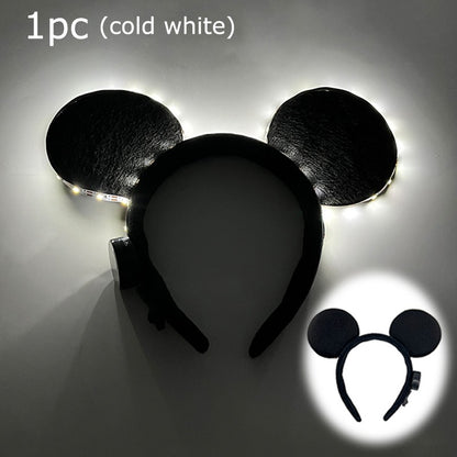 1/2pcs LED Glowing Neon Mouse Ears Headband Girls Festival Headbands Mickey Hairband Children Birthday Party Hair Accessories