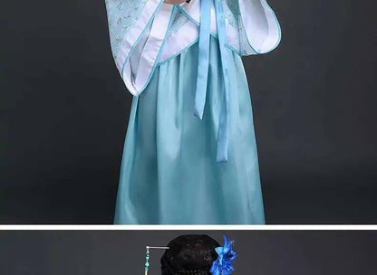 Hanfu Chinese Costume Girls Children Kimono Traditional Vintage Ethnic Fan Students Dance Halloween Japanese Yukata Kimono Style