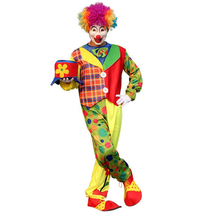 Adults Funny Clown  Costumes ,Joker Cosplay Suits for Men,Magician Performance Fancy Outfits?just Clothes,no Prop Wig/Mask/Shoes