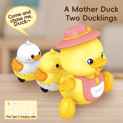 Brinquedos Musicais de Pato Rastejante para Bebês 3 Peças Pata Mãe Musical e Patinhos Brinquedo Interativo de Aprendizagem Precoce para Bebês Presente