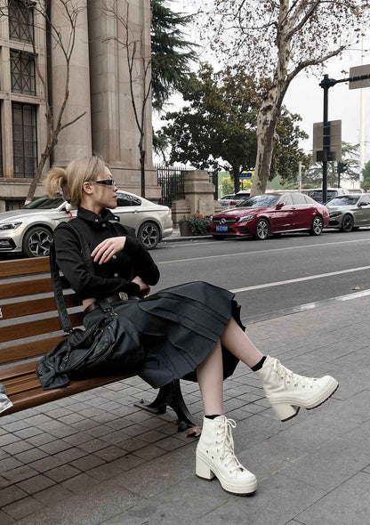 Women Platform Sneakers Canvas Shoes Personalized Luxry Heels Skateboard Lace Up Casual Fashion Outdoor Sneakers