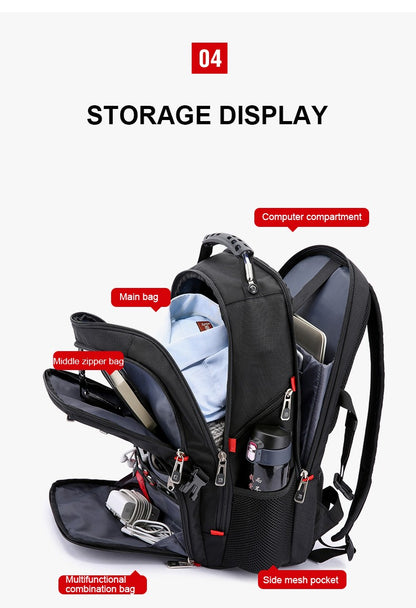 Waterproof 20 Inch Laptop Backpacks USB Charging School Bag Anti-theft Men Backpack Travel Backpack Male Mochila High Capacity