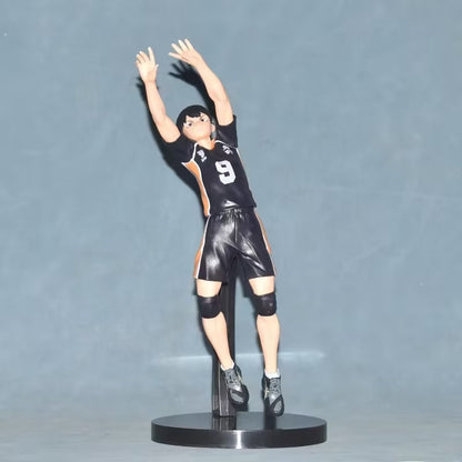 26CM Anime Haikyuu Tobio Kageyama Shoyo Hinata Figura Competição Nacional Pose de Salto na Rede 1/8 Modelo de Brinquedo de Presente Figura de Ação