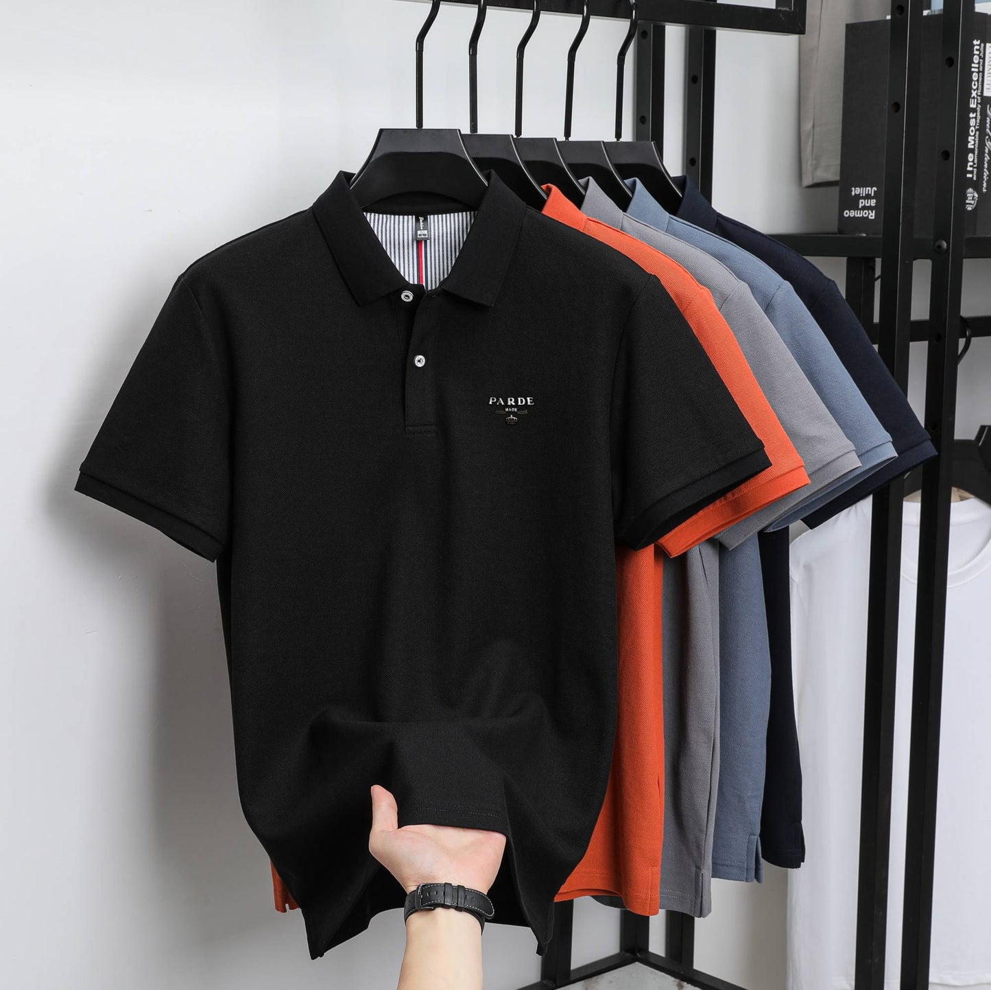 100% pure cotton new high-end brand men's short sleeved polo shirt summer fashion boutique crown badge golf top casual T-shirt