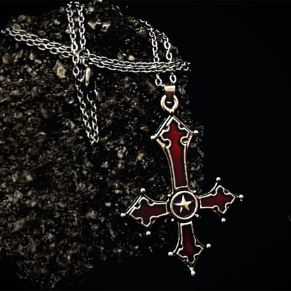 Gothic Cross Necklace For Women Men Punk Hollow Flower Cross Charms Choker Chain Vampires Pendant Jewelry Party Accessories Gift