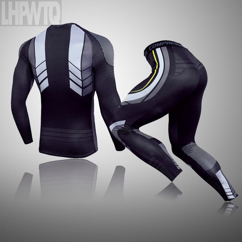 Men Compression Jogging suit Winter Thermal underwear Sports Suits Warm Men's Tr