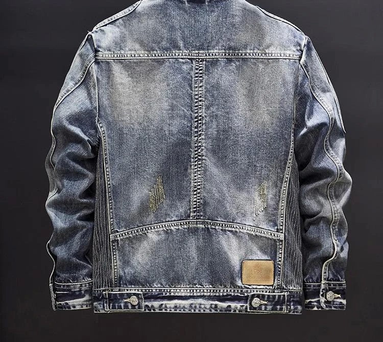 Zip V Denim Jackets Man Trendy Cowboy Coat for Men Loose Y2k Outwear In Lowest Price Korean Popular Clothes Lxury Fashion New