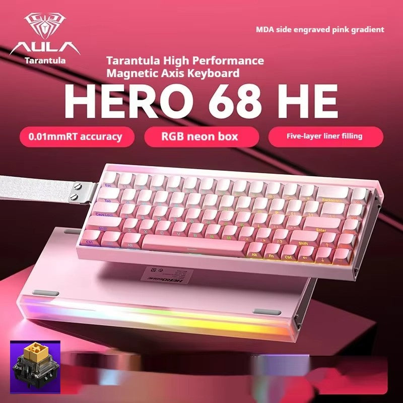 AULA Hero 68HE Magnetic Keyboard RGB Light Wired Hot Swap Esports 8K Gaming Hero68 Mechanical Keyboard Low delay PC Accessories